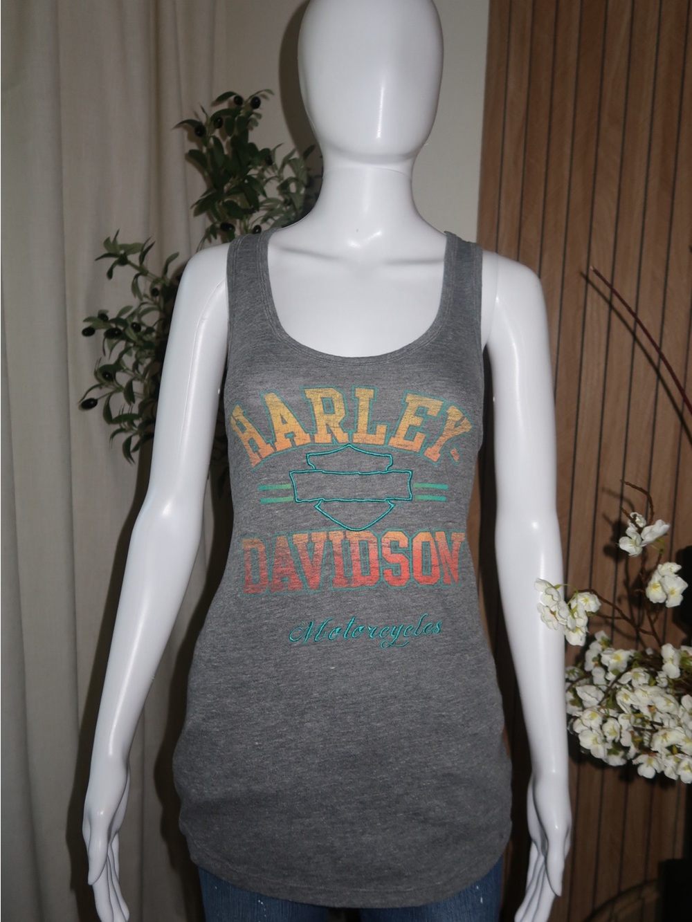 Harley-Davidson Gray Tank Top with Multicolor Logo